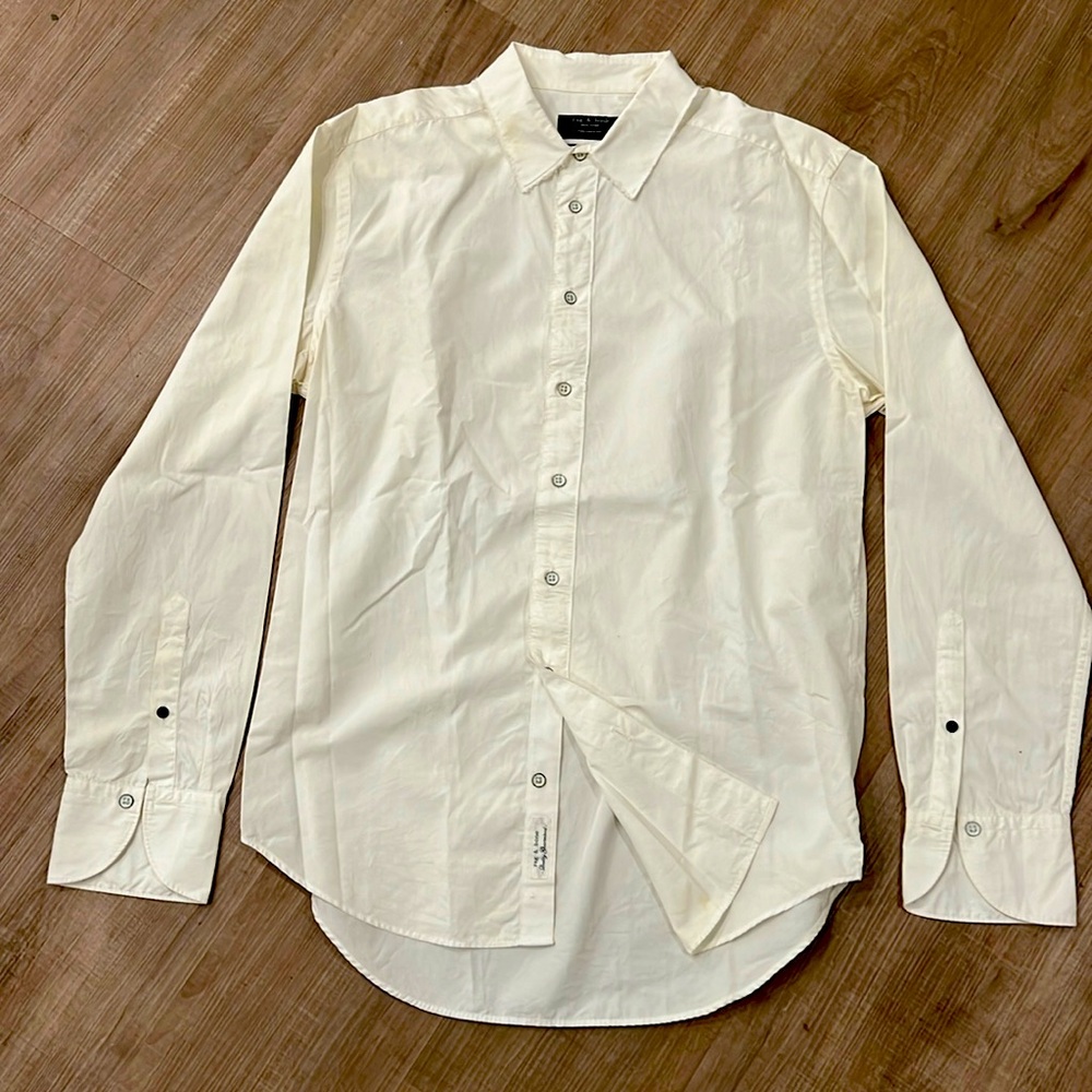 rag & bone tailored fit white button down shirt - Size 16 - Gently Worn